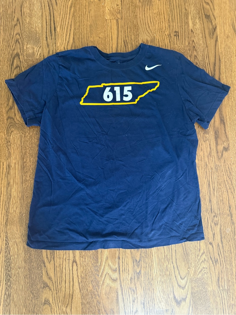 Nike Navy Blue '615' Graphic Tee with Yellow Outline